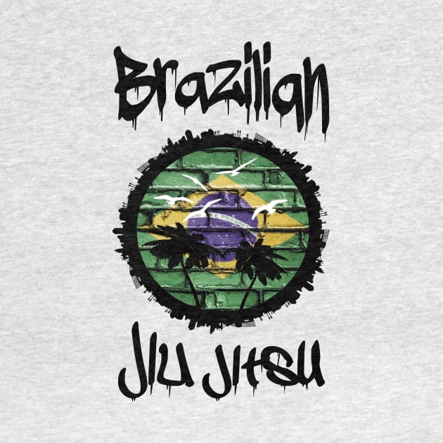 Brazilian jiu jitsu globetrotter BJJ Fighter tropical flag by Jakavonis